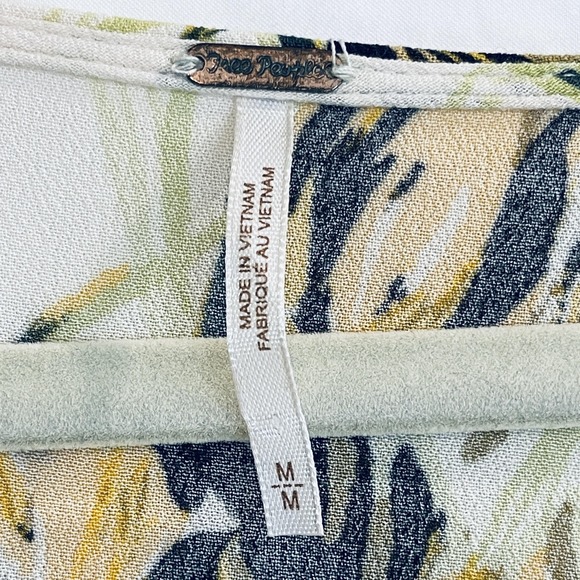 Free People Blouse Womens Medium Multicolor Floral Boho V Neck Tunic Top - Picture 2 of 12